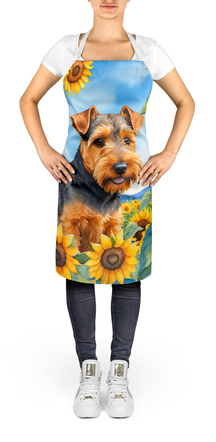 Welsh Terrier in Sunflowers Apron