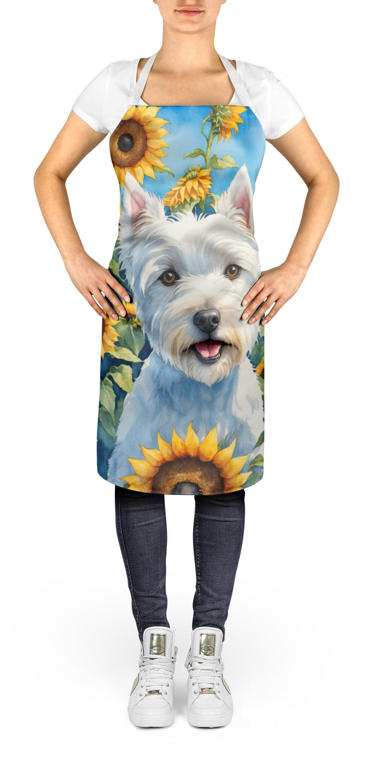 Westie in Sunflowers Apron