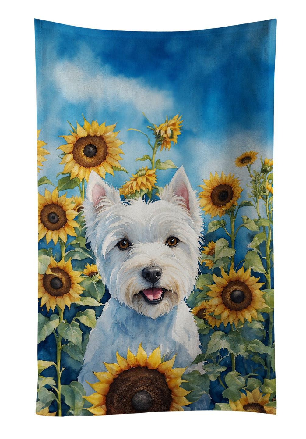 Buy this Westie in Sunflowers Kitchen Towel