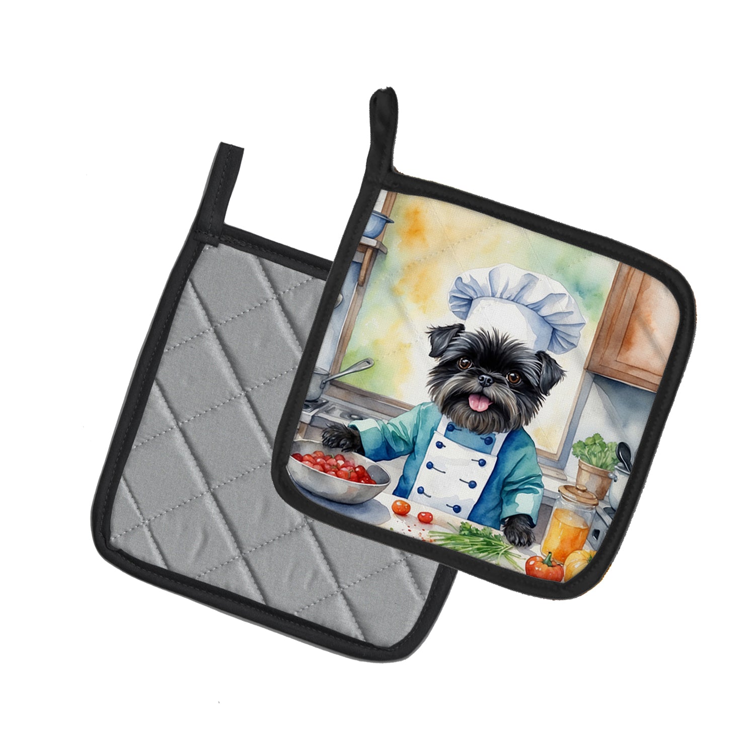 Affenpinscher The Chef Pair of Pot Holders