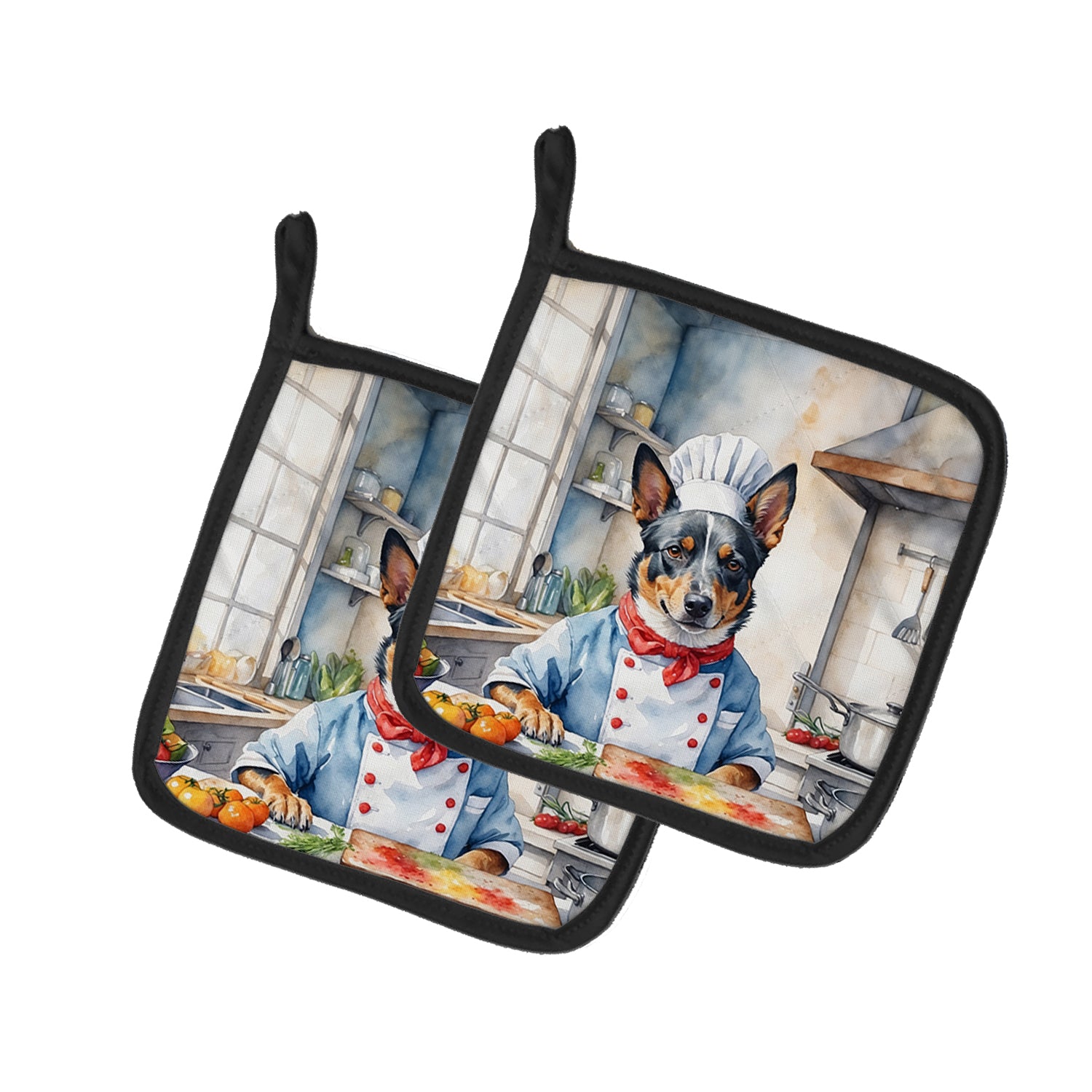 Buy this Australian Cattle Dog The Chef Pair of Pot Holders