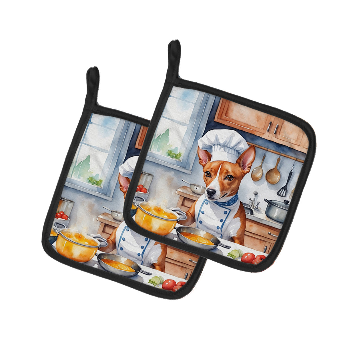 Buy this Basenji The Chef Pair of Pot Holders