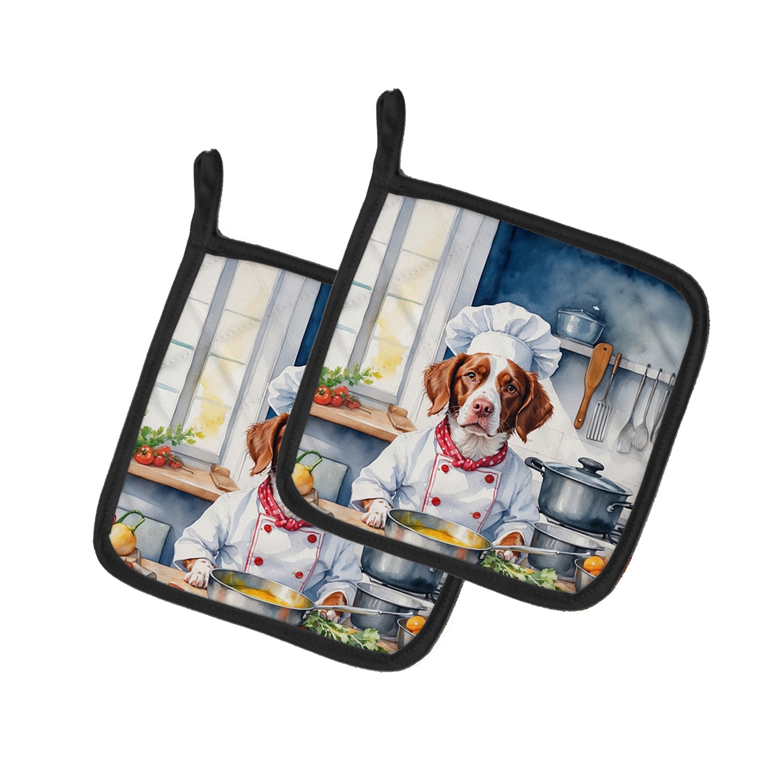 Buy this Brittany Spaniel The Chef Pair of Pot Holders