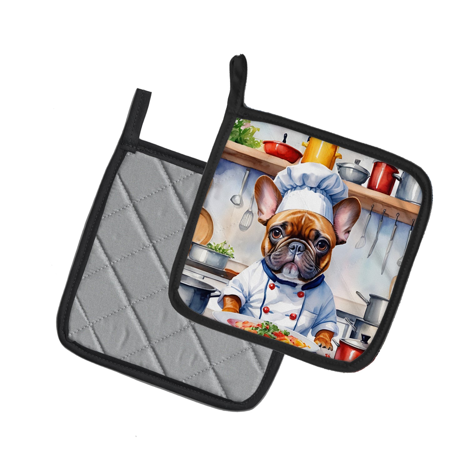 Buy this French Bulldog The Chef Pair of Pot Holders