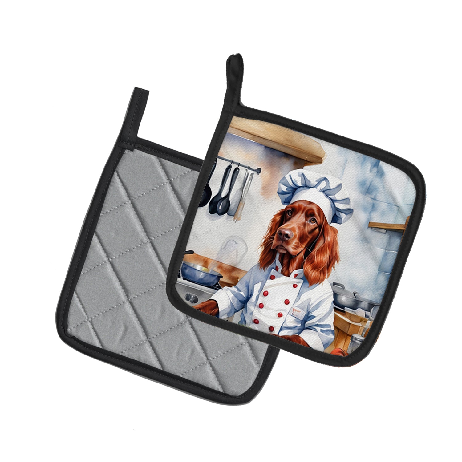 Irish Setter The Chef Pair of Pot Holders