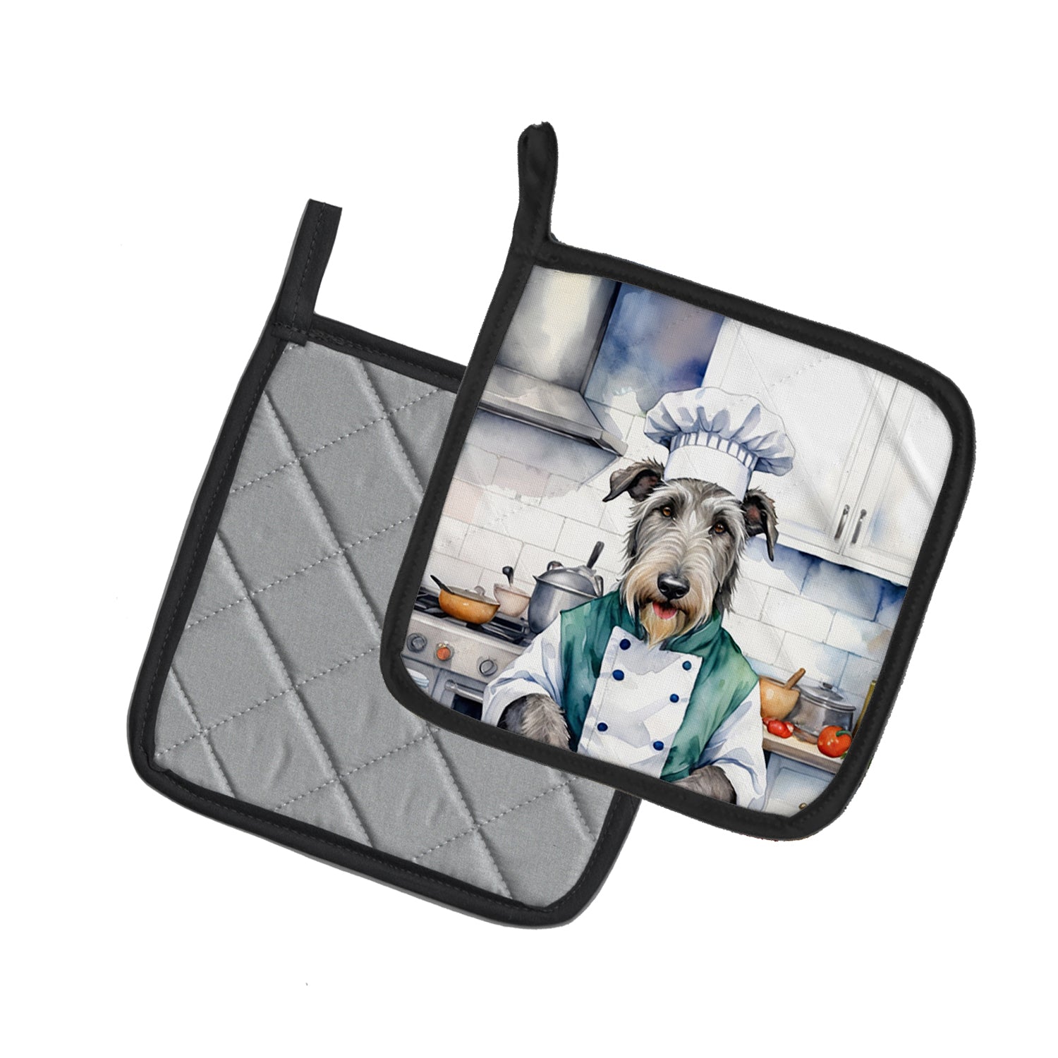 Buy this Irish Wolfhound The Chef Pair of Pot Holders