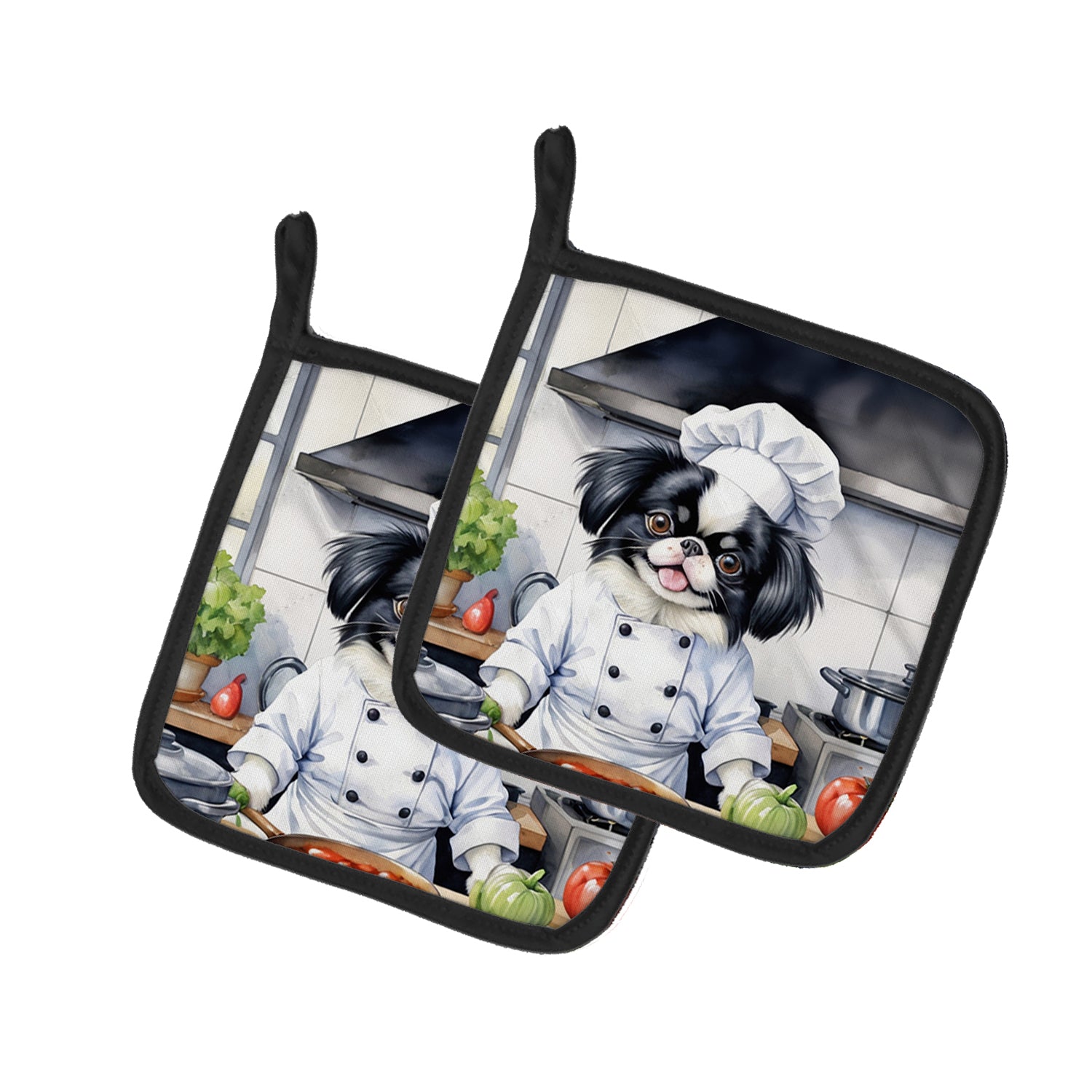 Buy this Japanese Chin The Chef Pair of Pot Holders