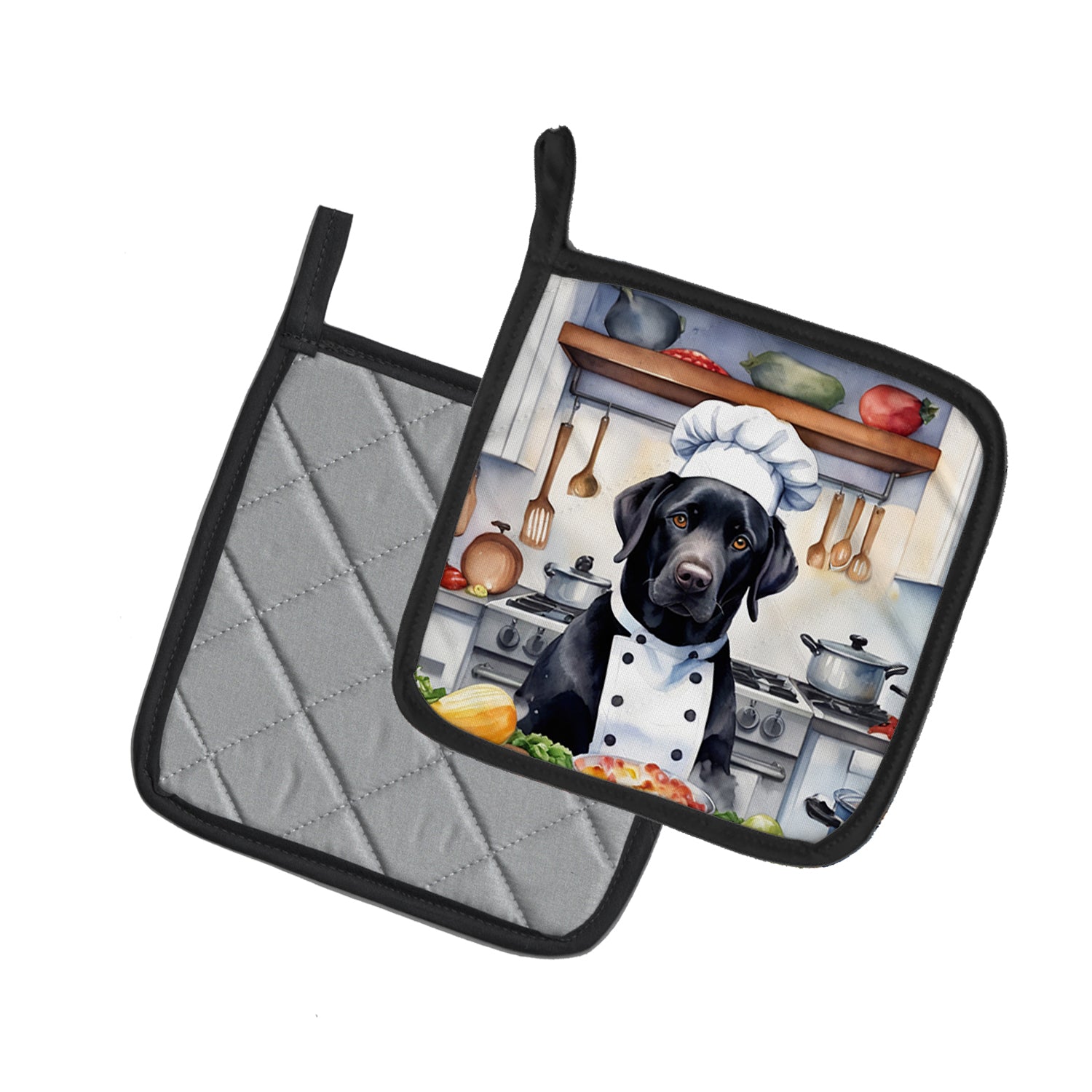 Black Labrador Retriever The Chef Pair of Pot Holders