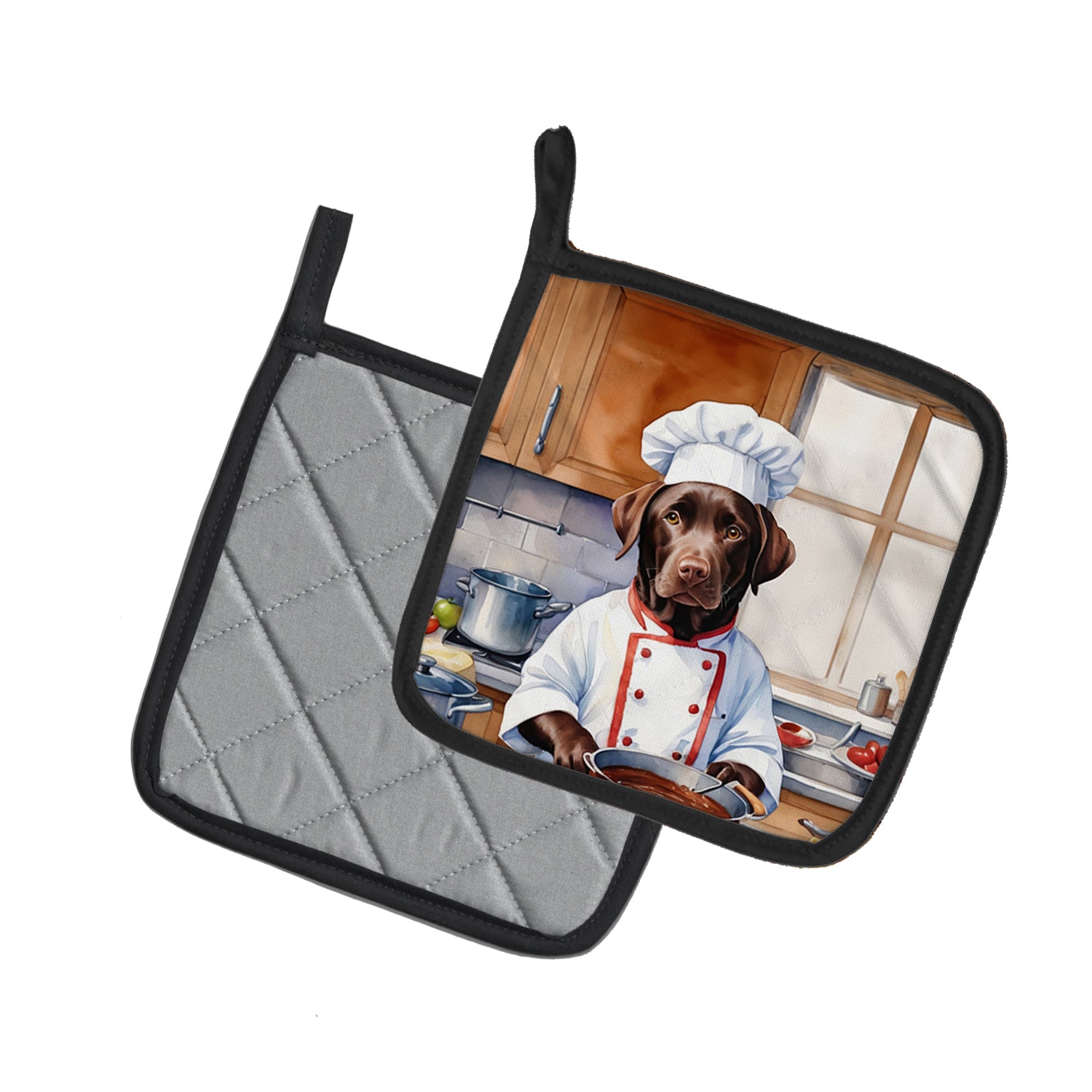 Buy this Chocolate Labrador Retriever The Chef Pair of Pot Holders