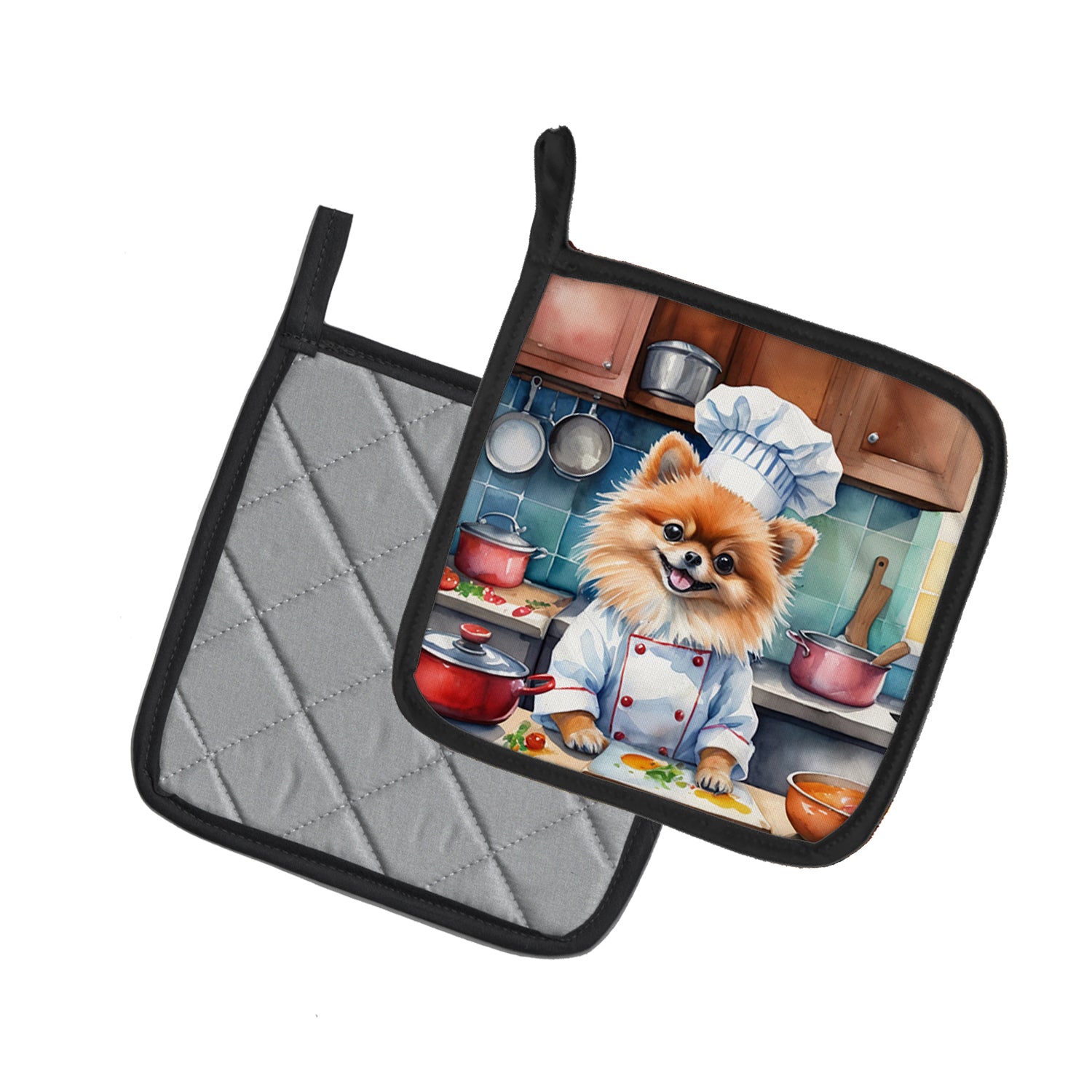 Buy this Pomeranian The Chef Pair of Pot Holders