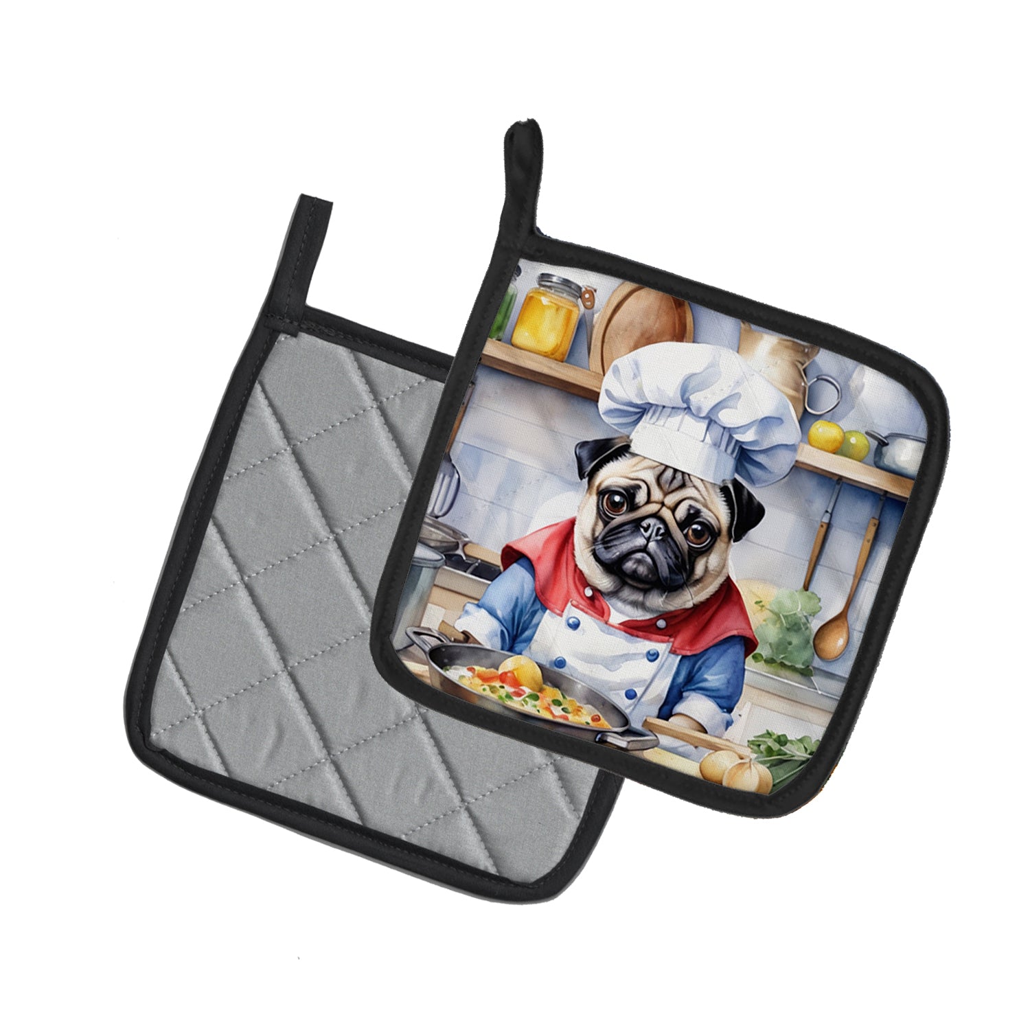 Pug The Chef Pair of Pot Holders