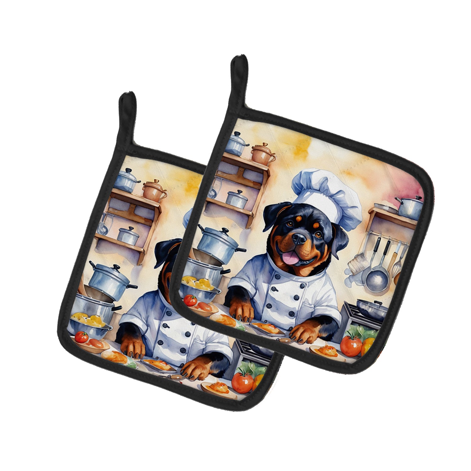 Buy this Rottweiler The Chef Pair of Pot Holders