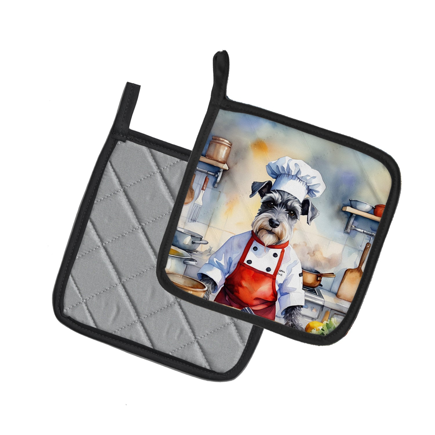 Schnauzer The Chef Pair of Pot Holders