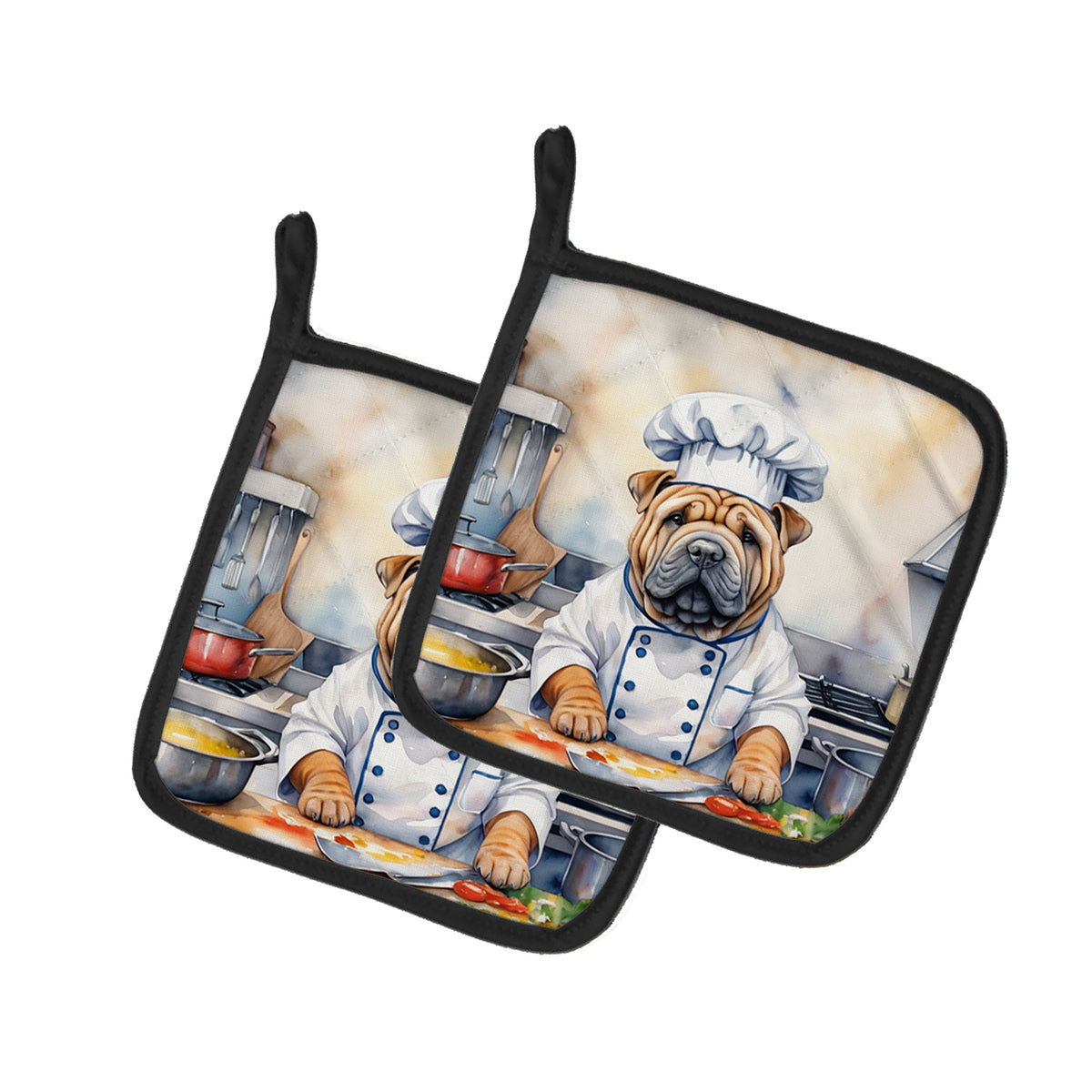 Buy this Shar Pei The Chef Pair of Pot Holders