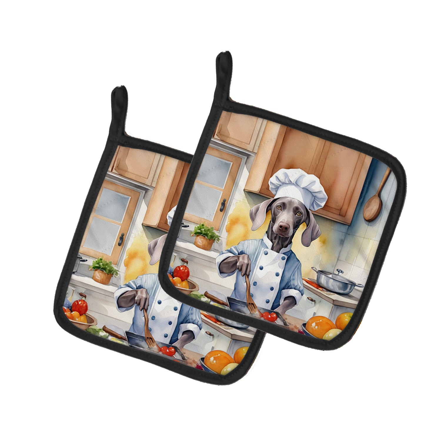 Buy this Weimaraner The Chef Pair of Pot Holders