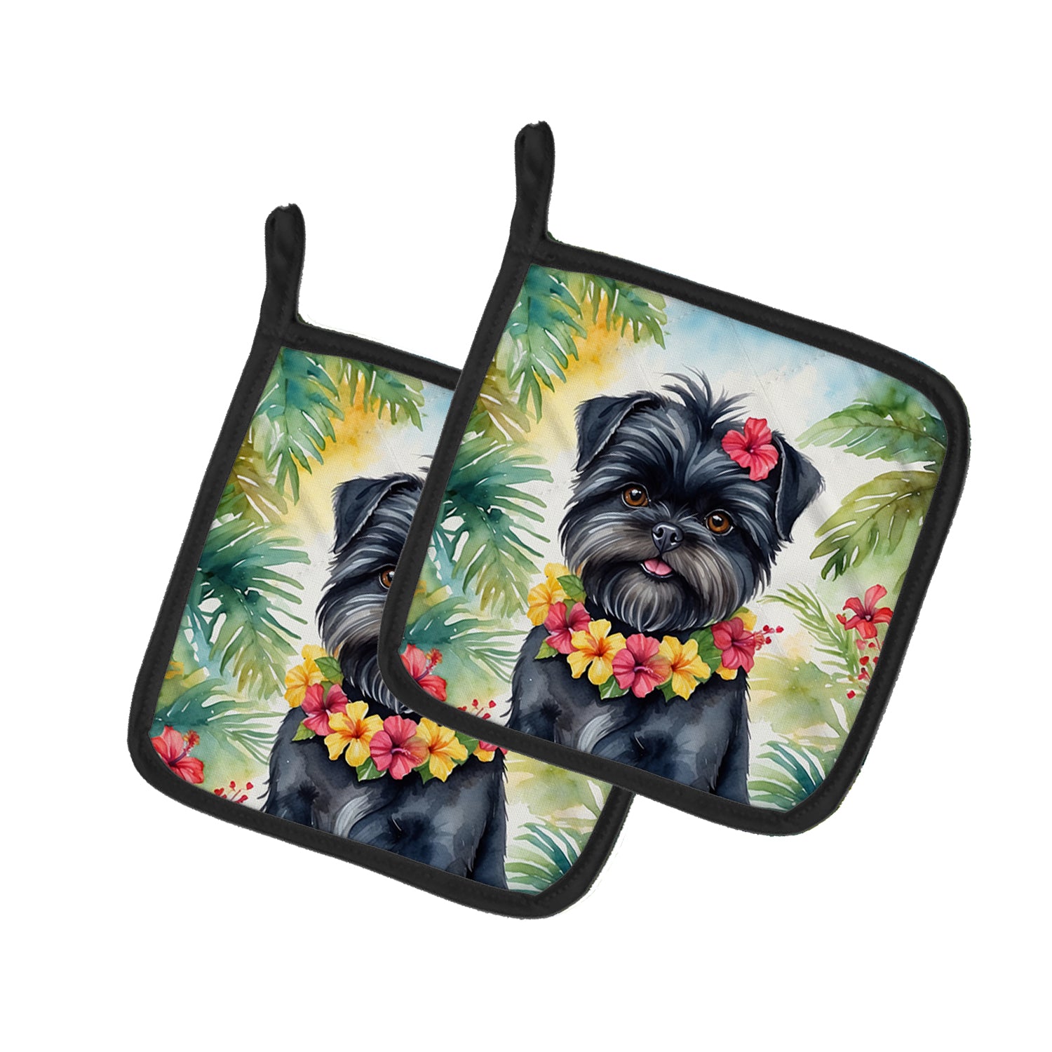 Buy this Affenpinscher Luau Pair of Pot Holders