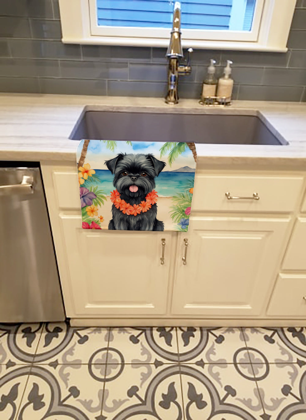 Affenpinscher Luau Kitchen Towel