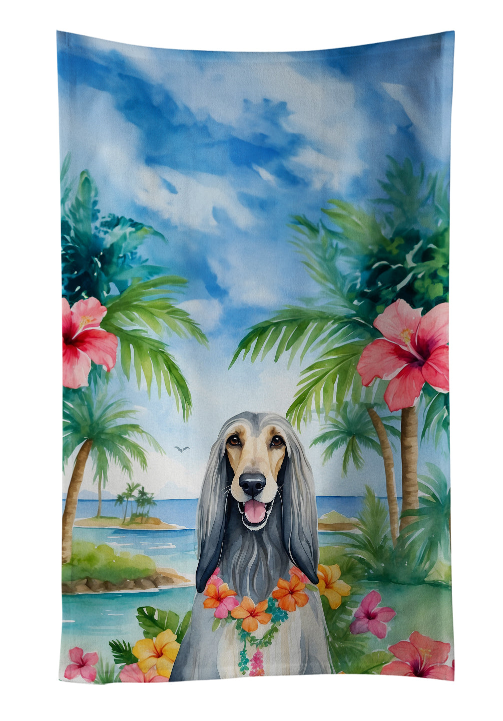 Buy this Afghan Hound Luau Kitchen Towel