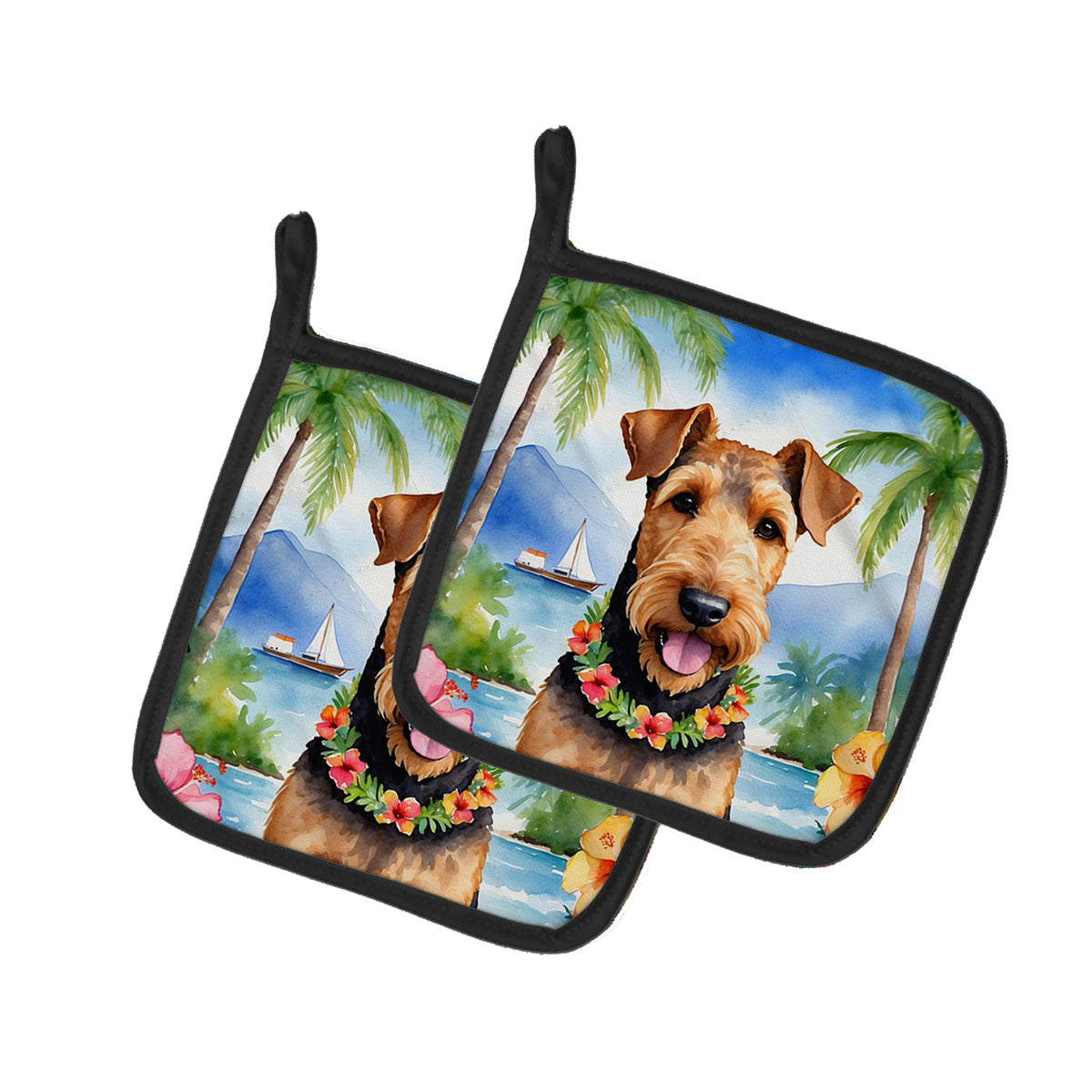 Buy this Airedale Terrier Luau Pair of Pot Holders