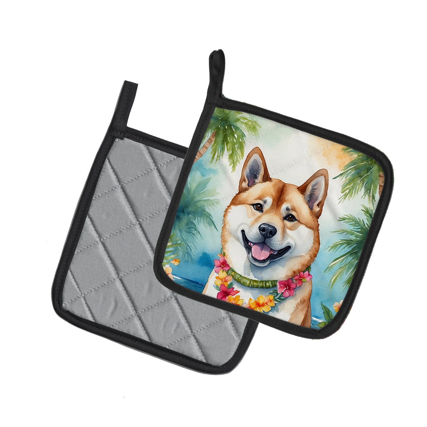 Akita Luau Pair of Pot Holders