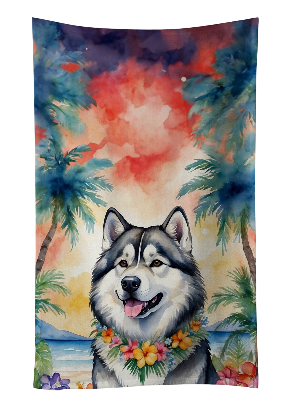 Buy this Alaskan Malamute Luau Kitchen Towel