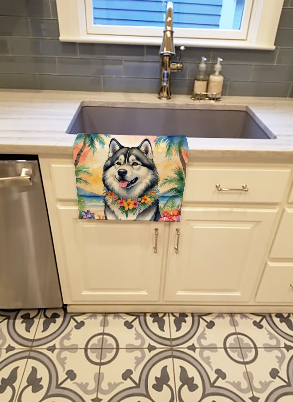 Alaskan Malamute Luau Kitchen Towel