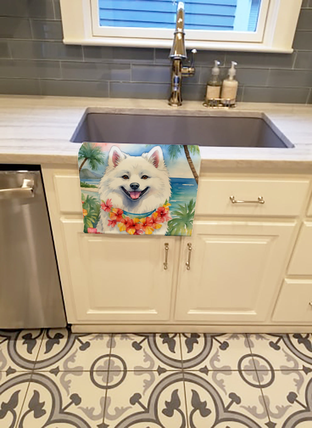 Buy this American Eskimo Luau Kitchen Towel