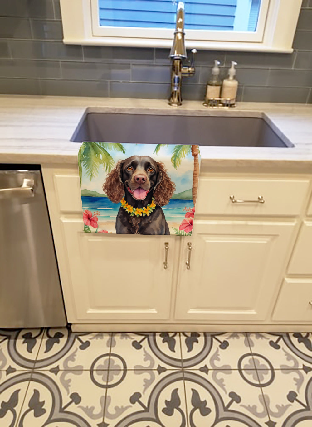 Buy this American Water Spaniel Luau Kitchen Towel