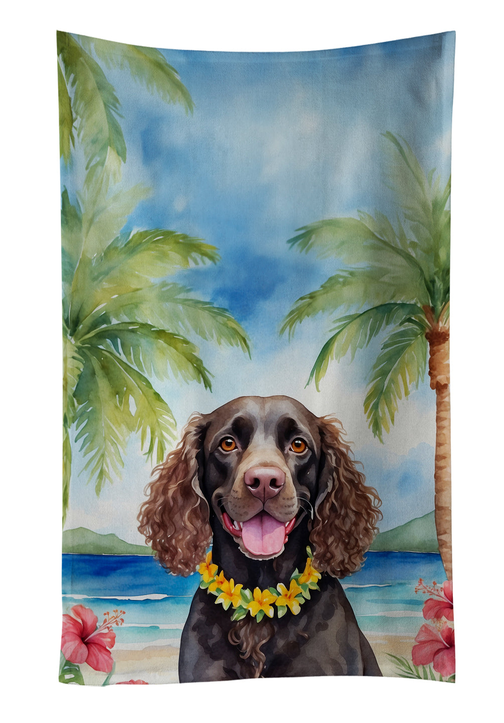 Buy this American Water Spaniel Luau Kitchen Towel