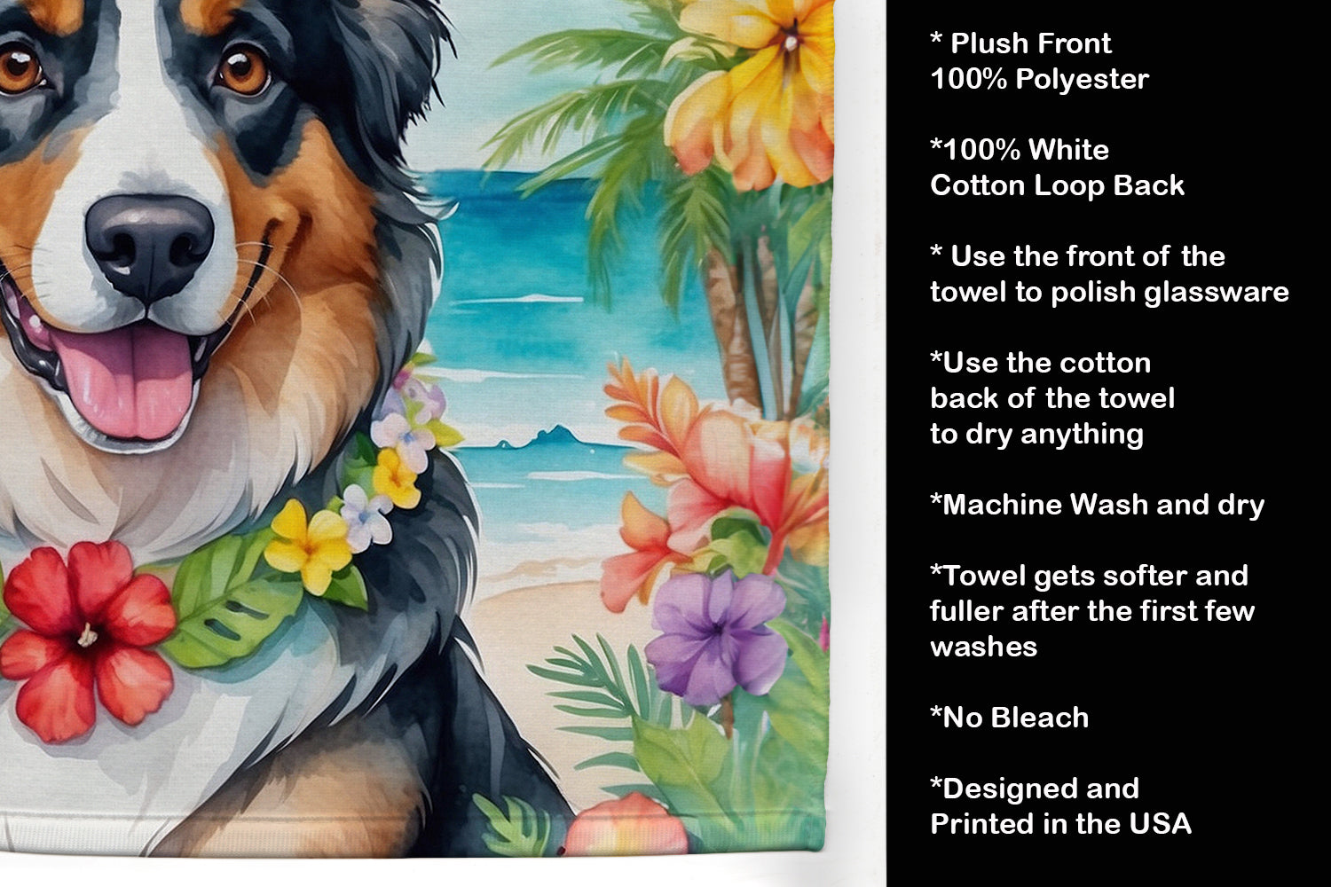 Australian Shepherd Luau Kitchen Towel