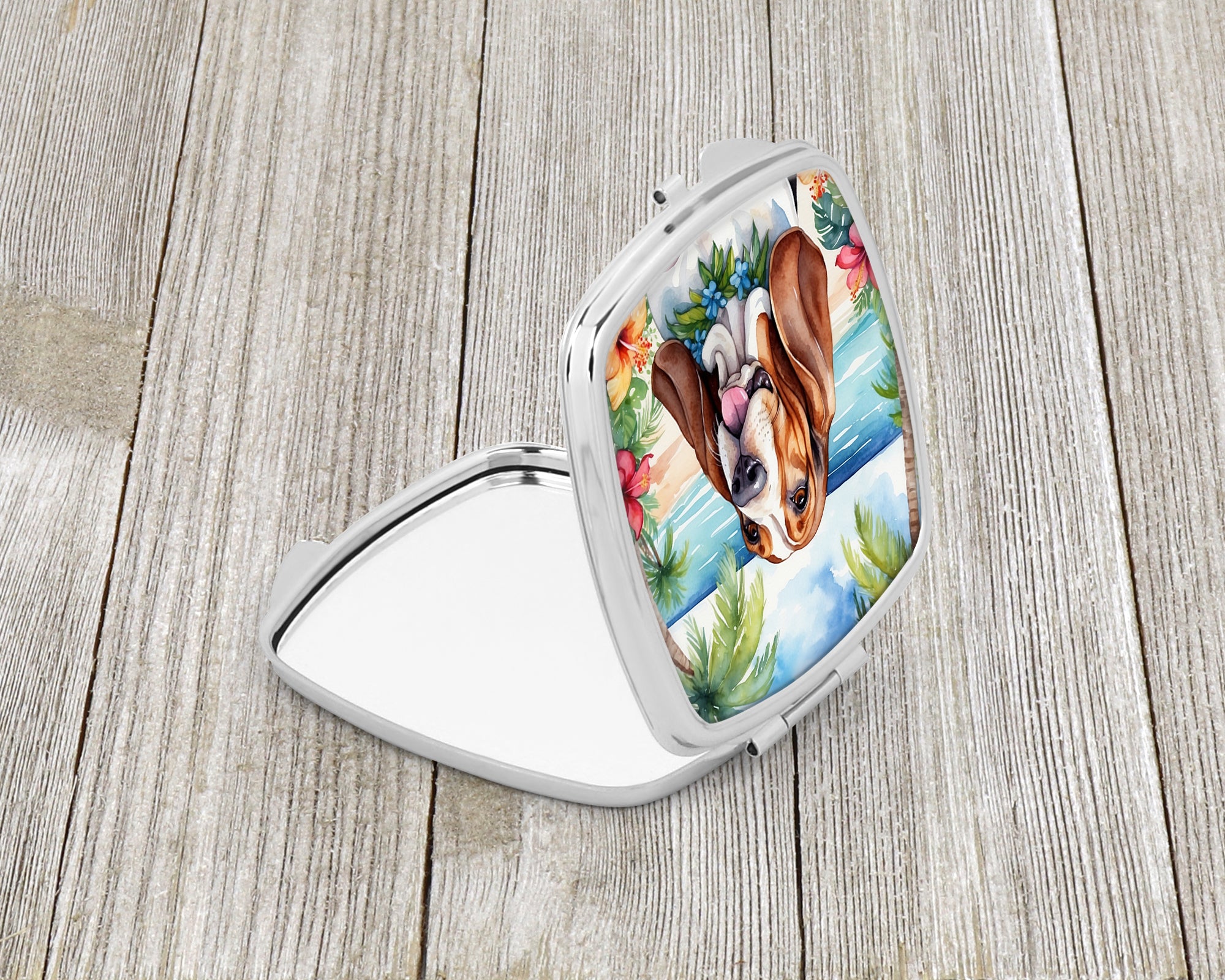 Basset Hound Luau Compact Mirror