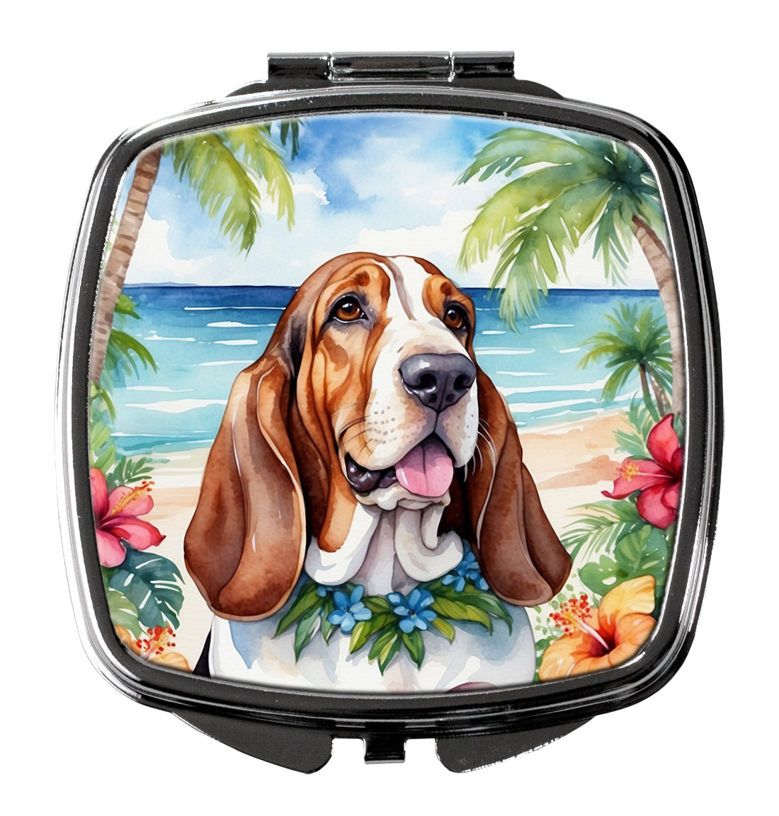 Buy this Basset Hound Luau Compact Mirror