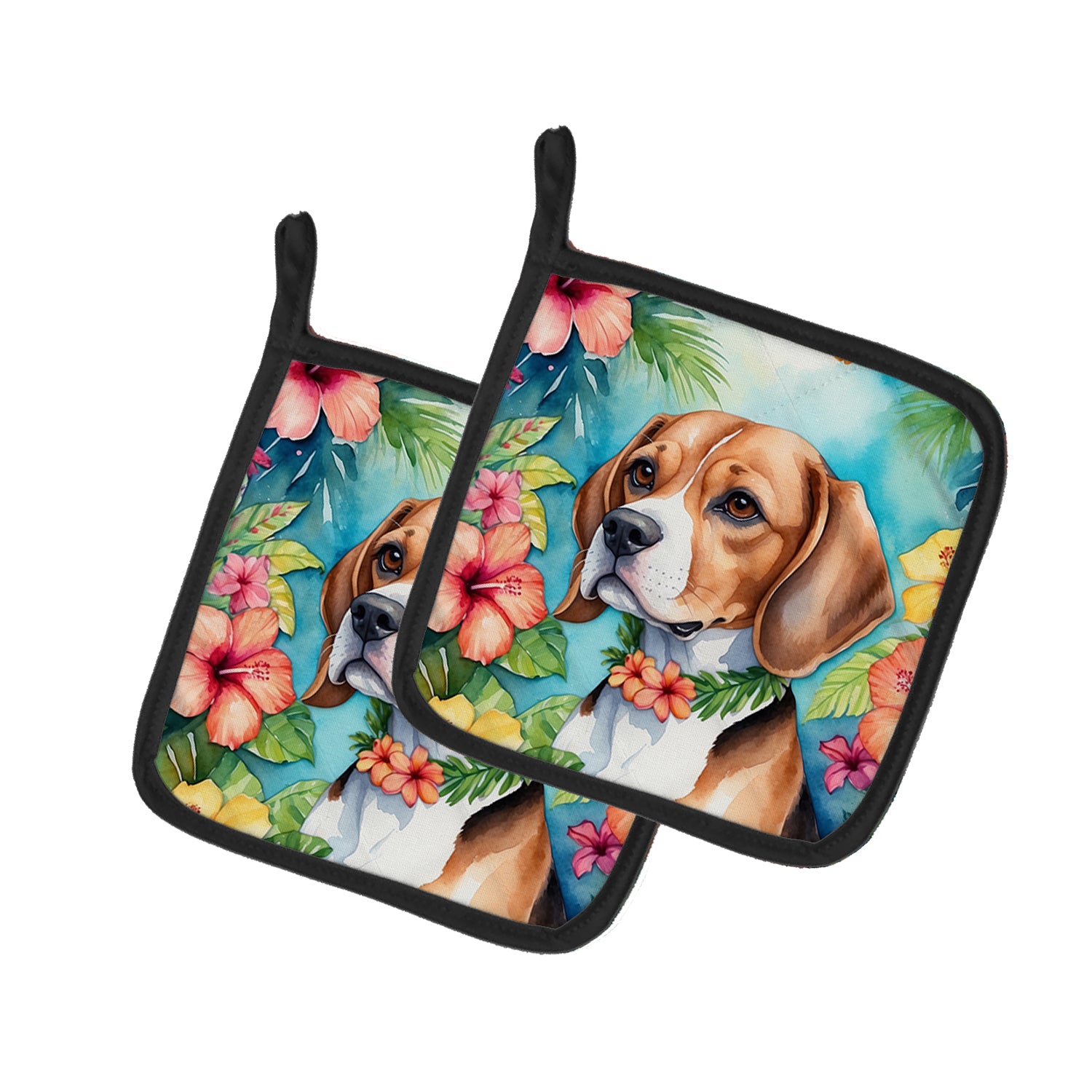 Buy this Beagle Luau Pair of Pot Holders