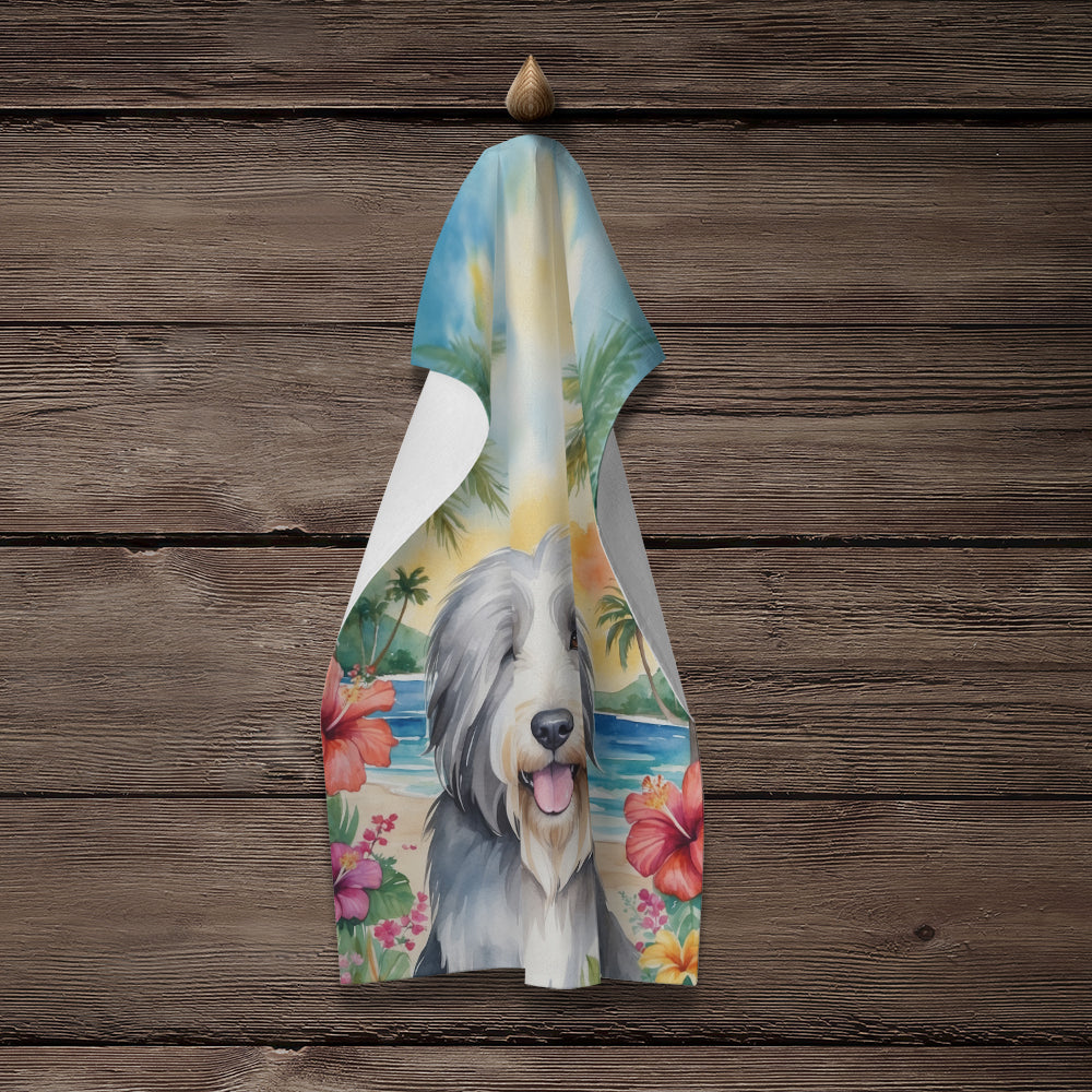 Bearded Collie Luau Kitchen Towel