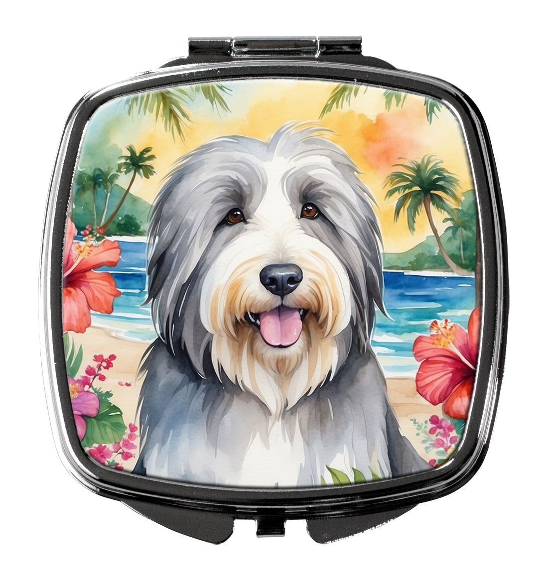 Buy this Bearded Collie Luau Compact Mirror