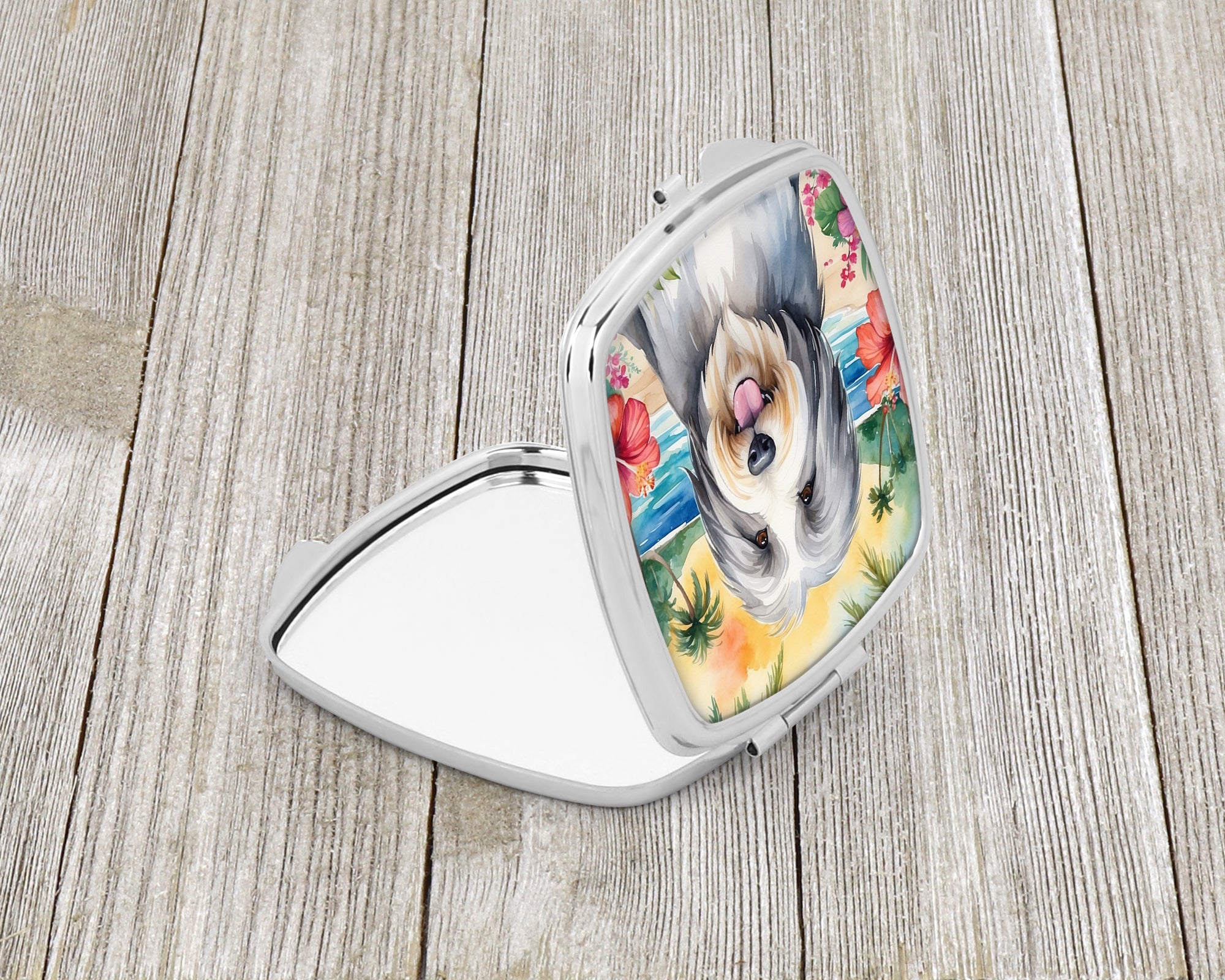 Bearded Collie Luau Compact Mirror