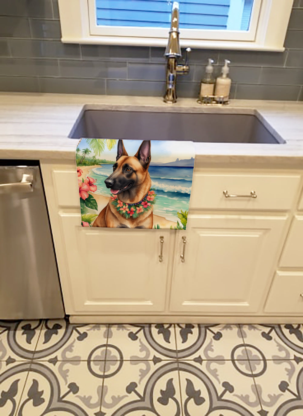 Buy this Belgian Malinois Luau Kitchen Towel