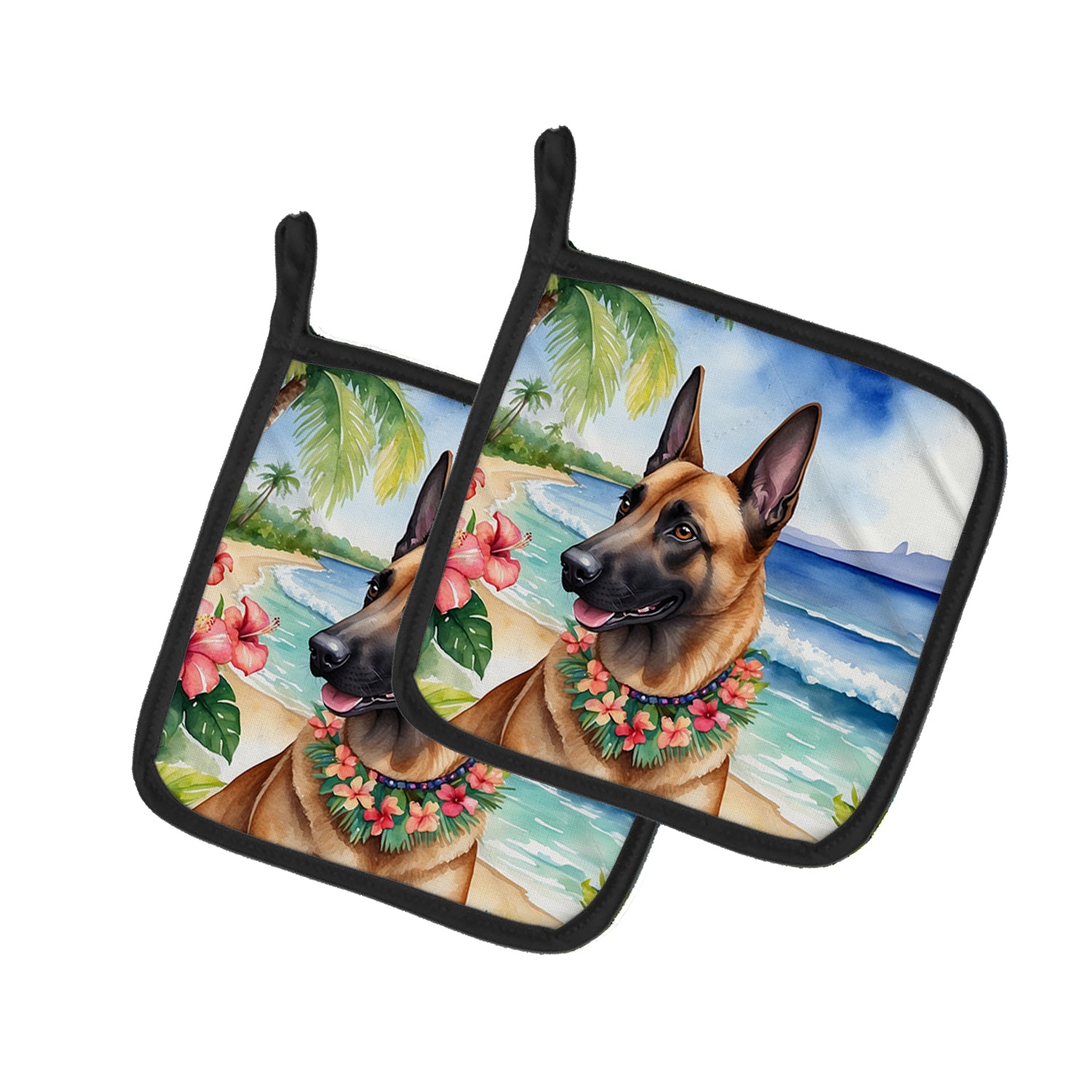 Buy this Belgian Malinois Luau Pair of Pot Holders