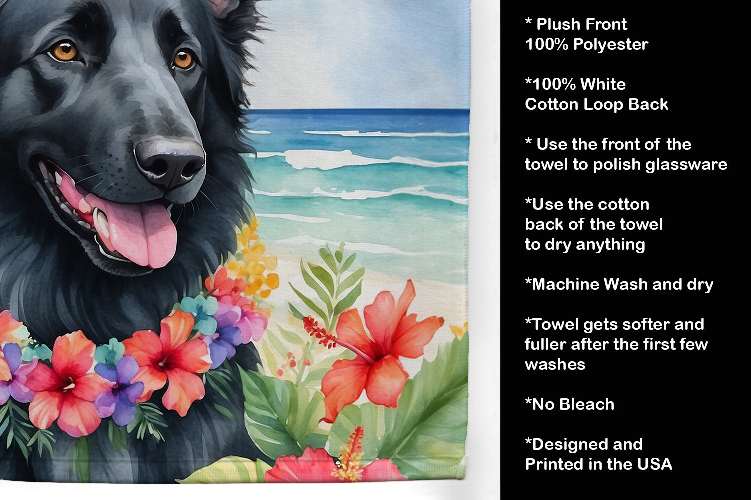 Belgian Sheepdog Luau Kitchen Towel