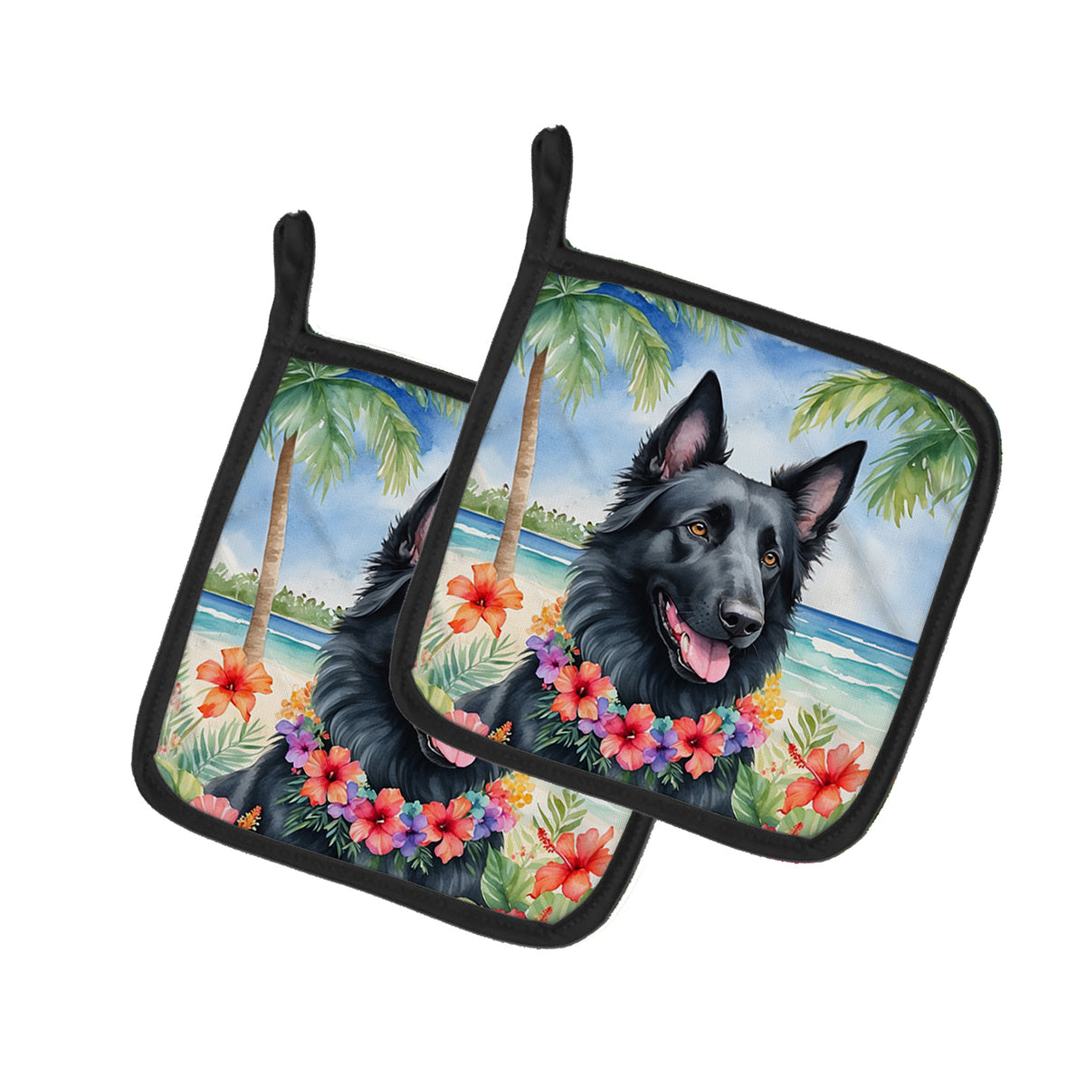 Buy this Belgian Sheepdog Luau Pair of Pot Holders