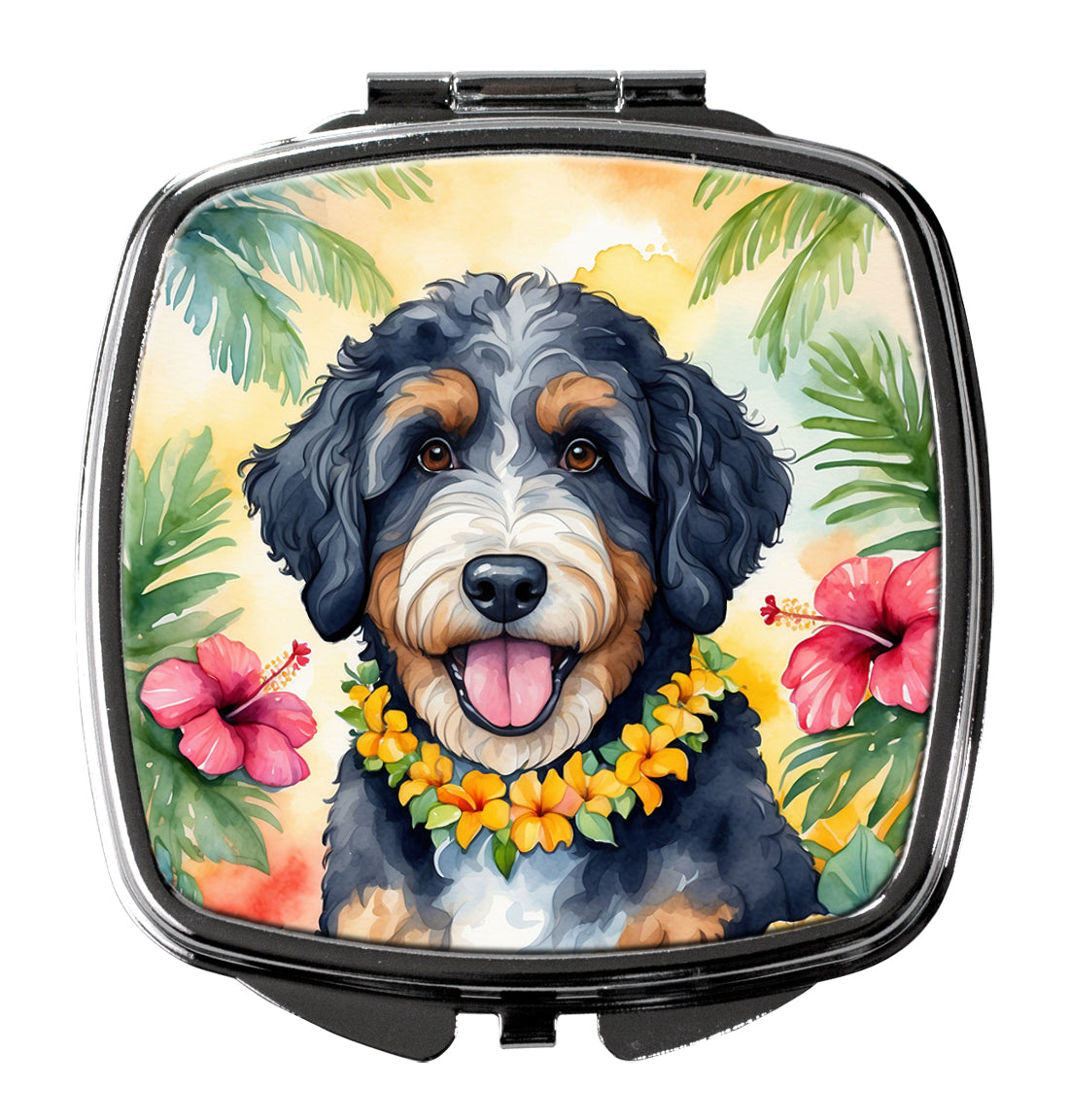 Buy this Bernedoodle Luau Compact Mirror