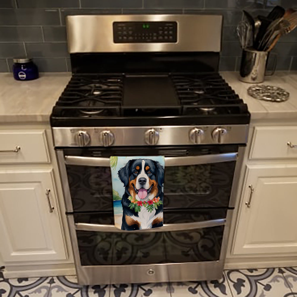 Bernese Mountain Dog Luau Kitchen Towel