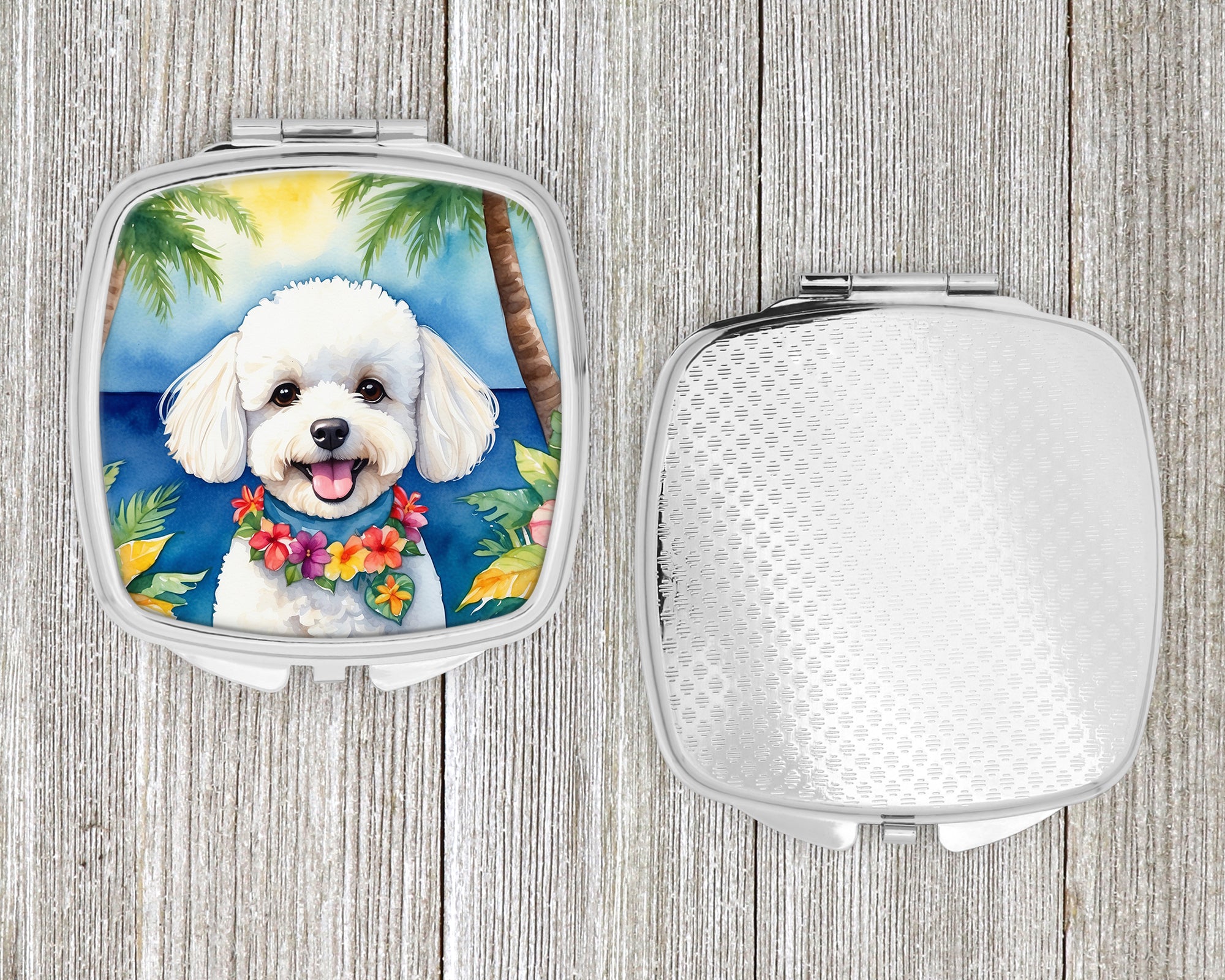 Bichon Frise Luau Compact Mirror