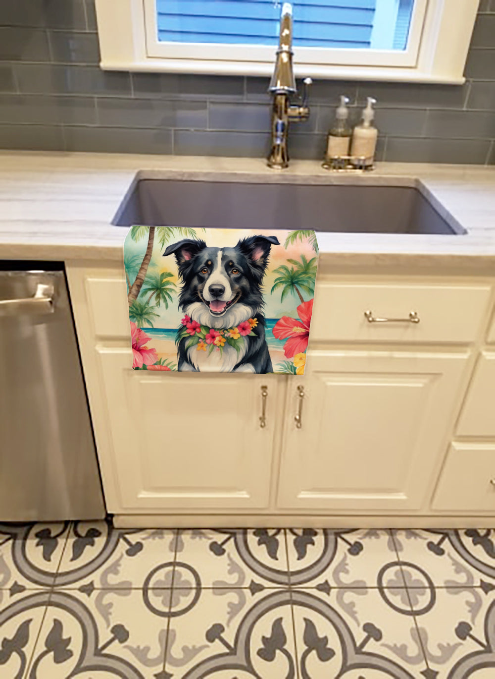 Border Collie Luau Kitchen Towel