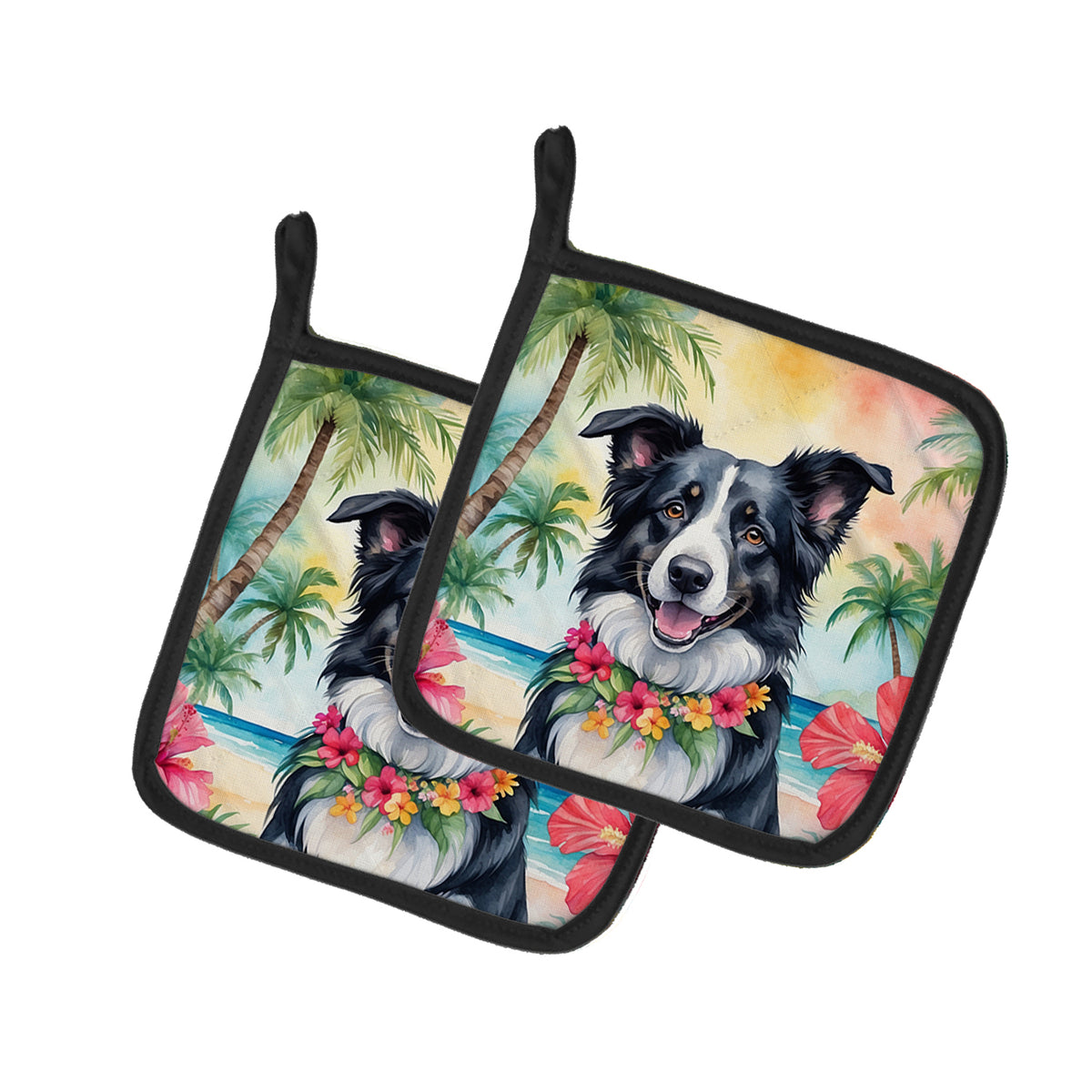 Buy this Border Collie Luau Pair of Pot Holders