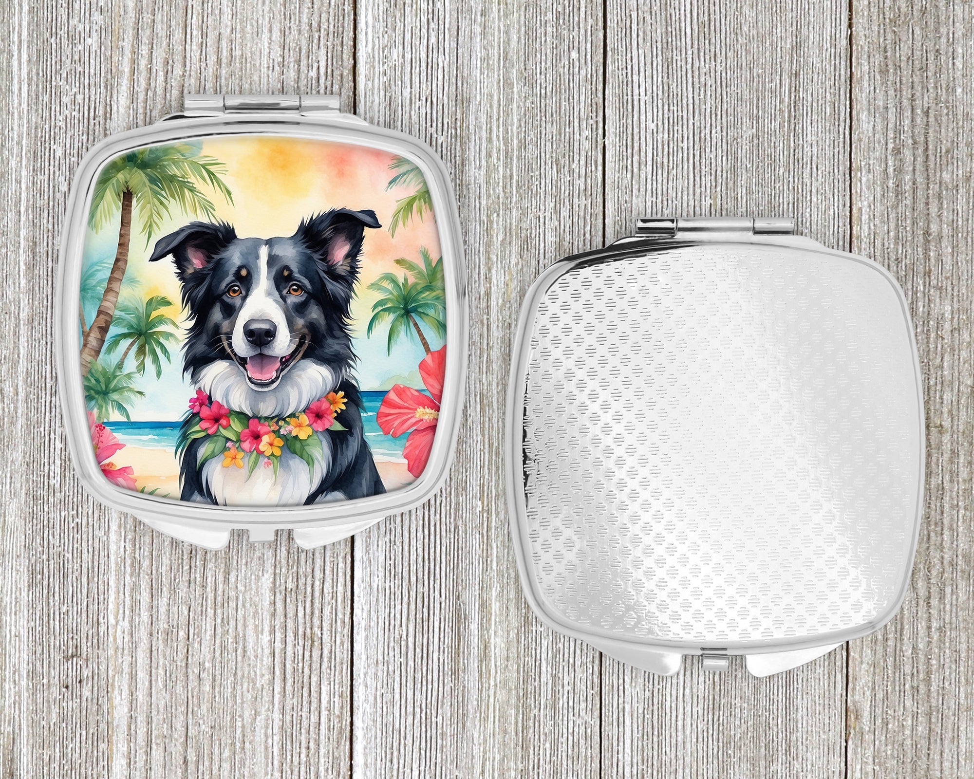 Border Collie Luau Compact Mirror