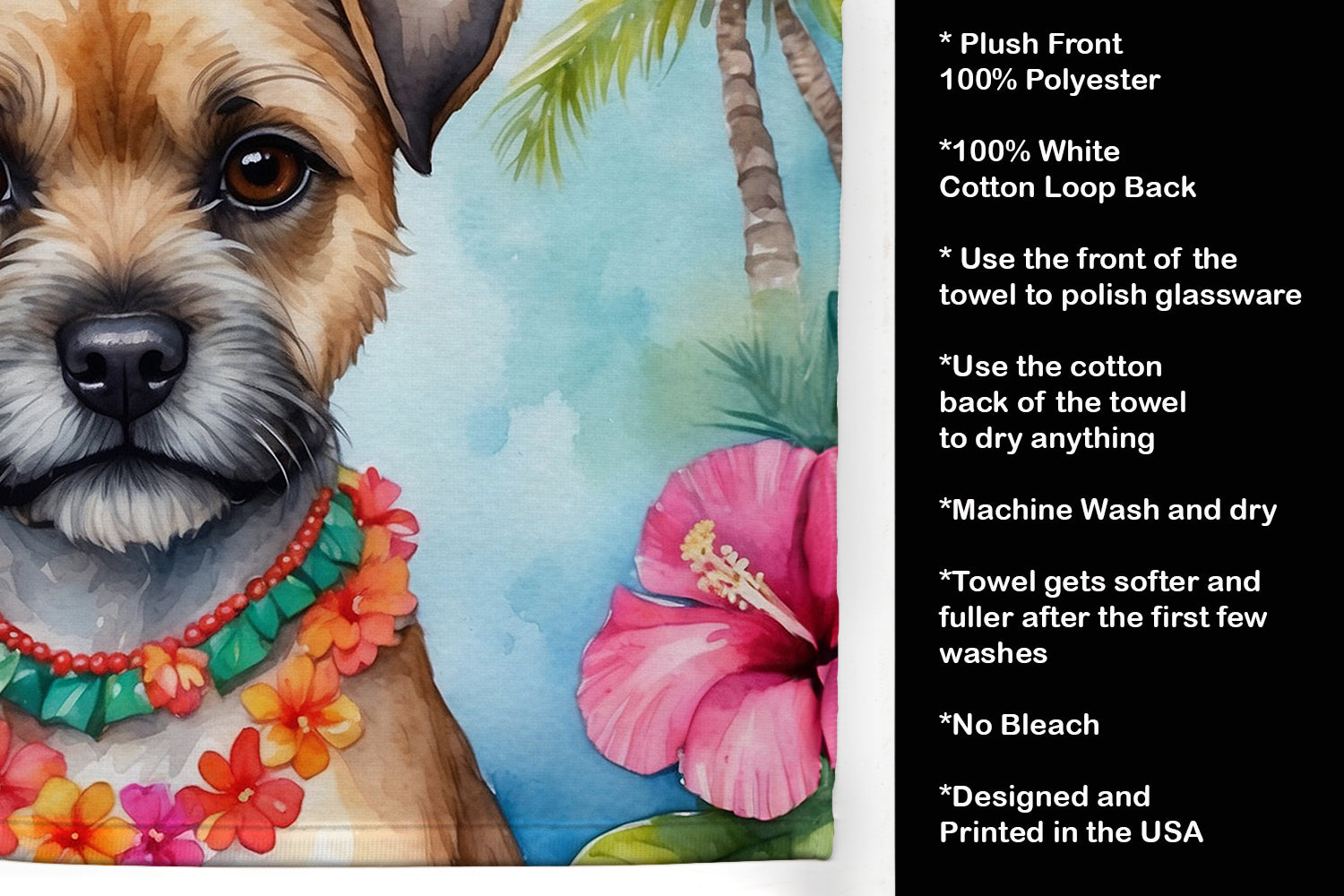 Border Terrier Luau Kitchen Towel