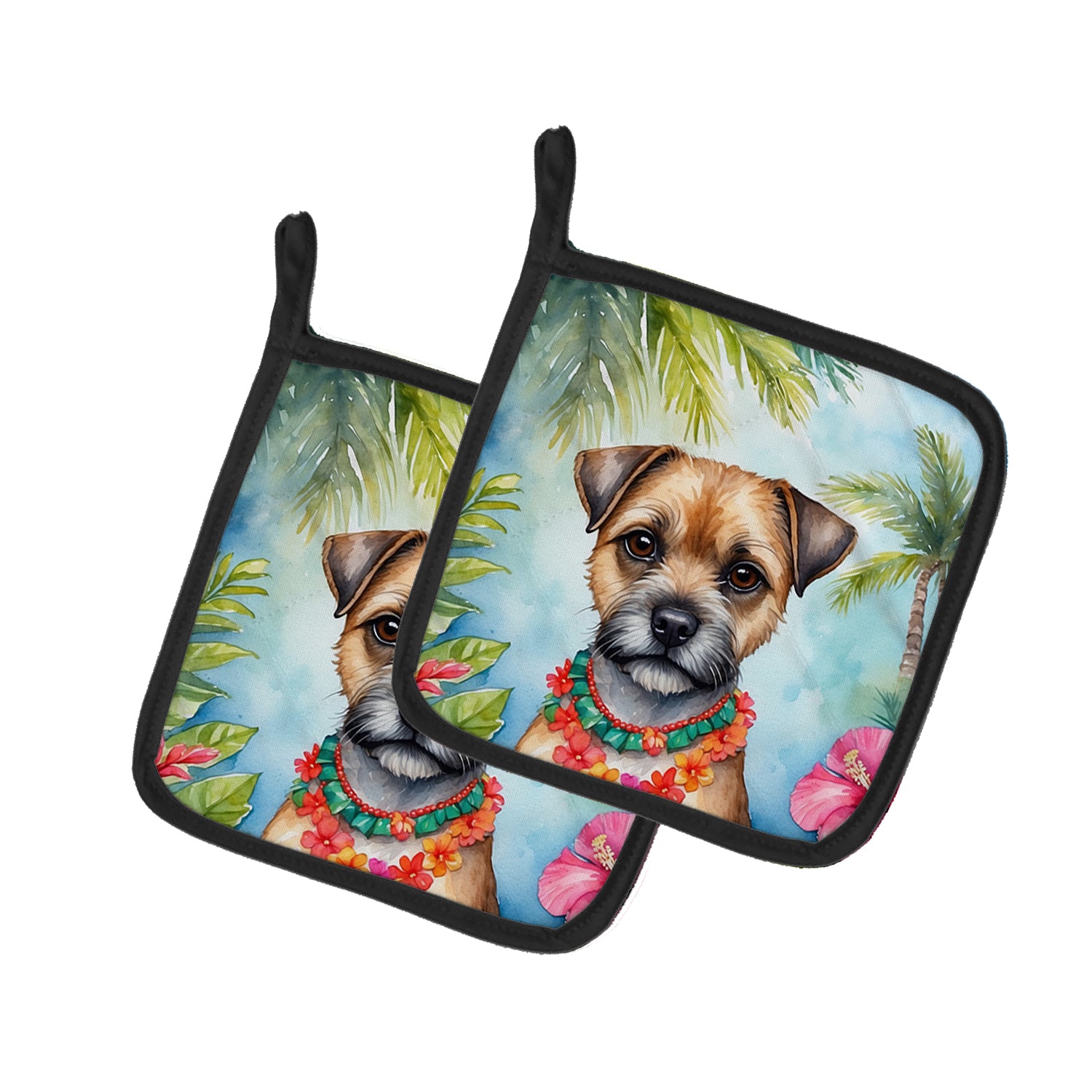 Buy this Border Terrier Luau Pair of Pot Holders