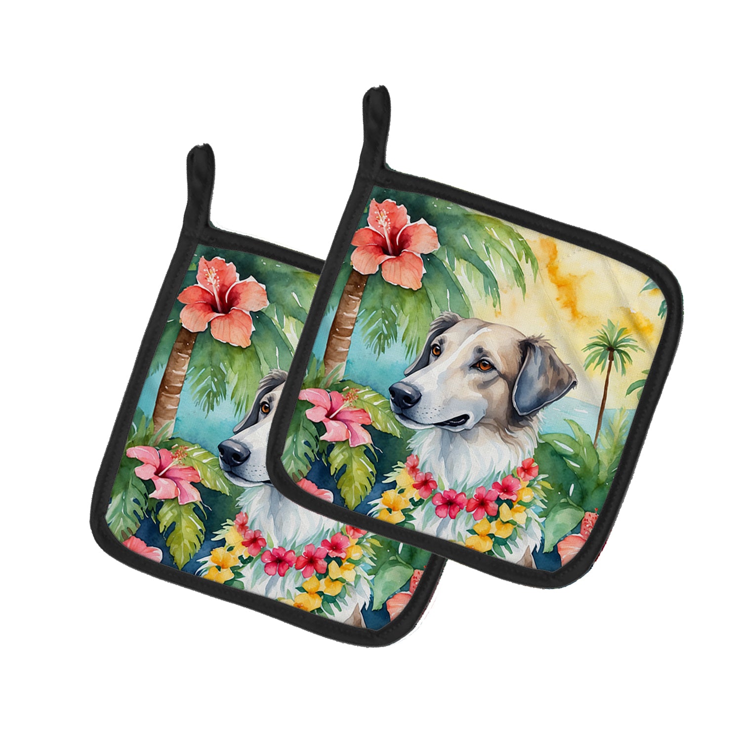 Buy this Borzoi Luau Pair of Pot Holders