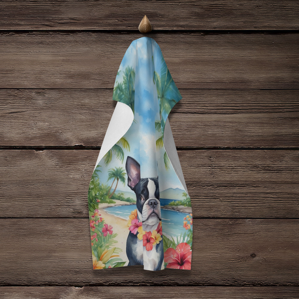 Boston Terrier Luau Kitchen Towel